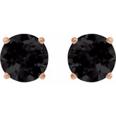 14K Rose 6 mm Natural Black Onyx Stud Earrings